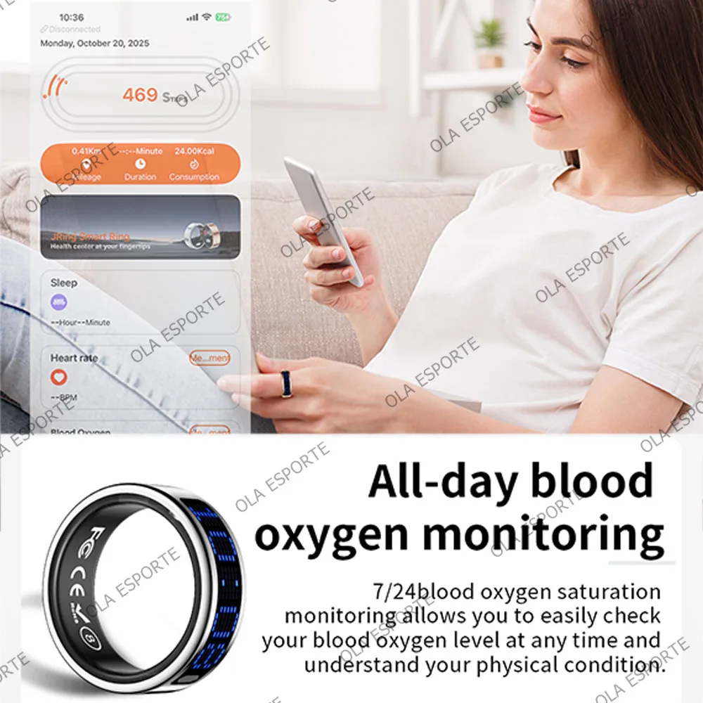 2025 Smart Ring Mannen Vrouwen LED Dynamisch Scherm Hartslag Bloed Zuurstof Monitoring 5 ATM Waterdicht Multi Sportmodi Geschenken