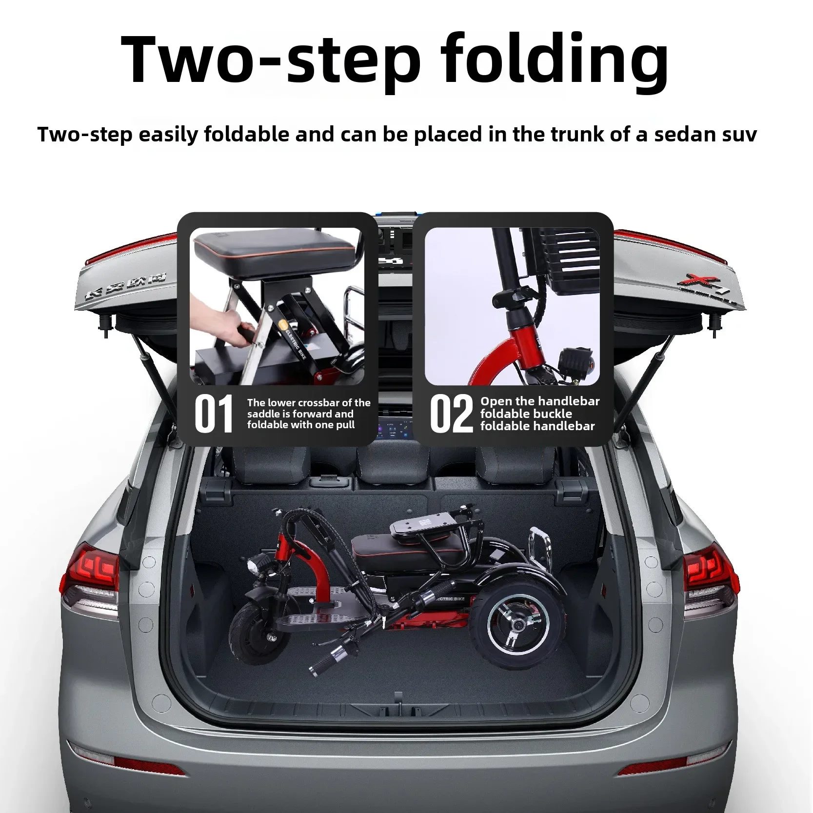 Adult Folding Electric Tricycle - Leisure Disabled Vehicle Elderly Transportation Mini Wheelchair for Independent Mobility