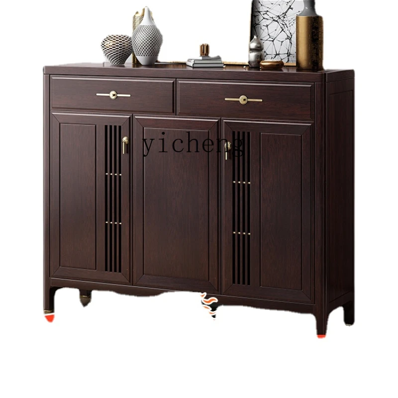 

Zk Solid Wood Shoe Cabinet Home Doorway Large Capacity Entrance Cabinet Modern Minimalist Hallway Balcony Locker Storage