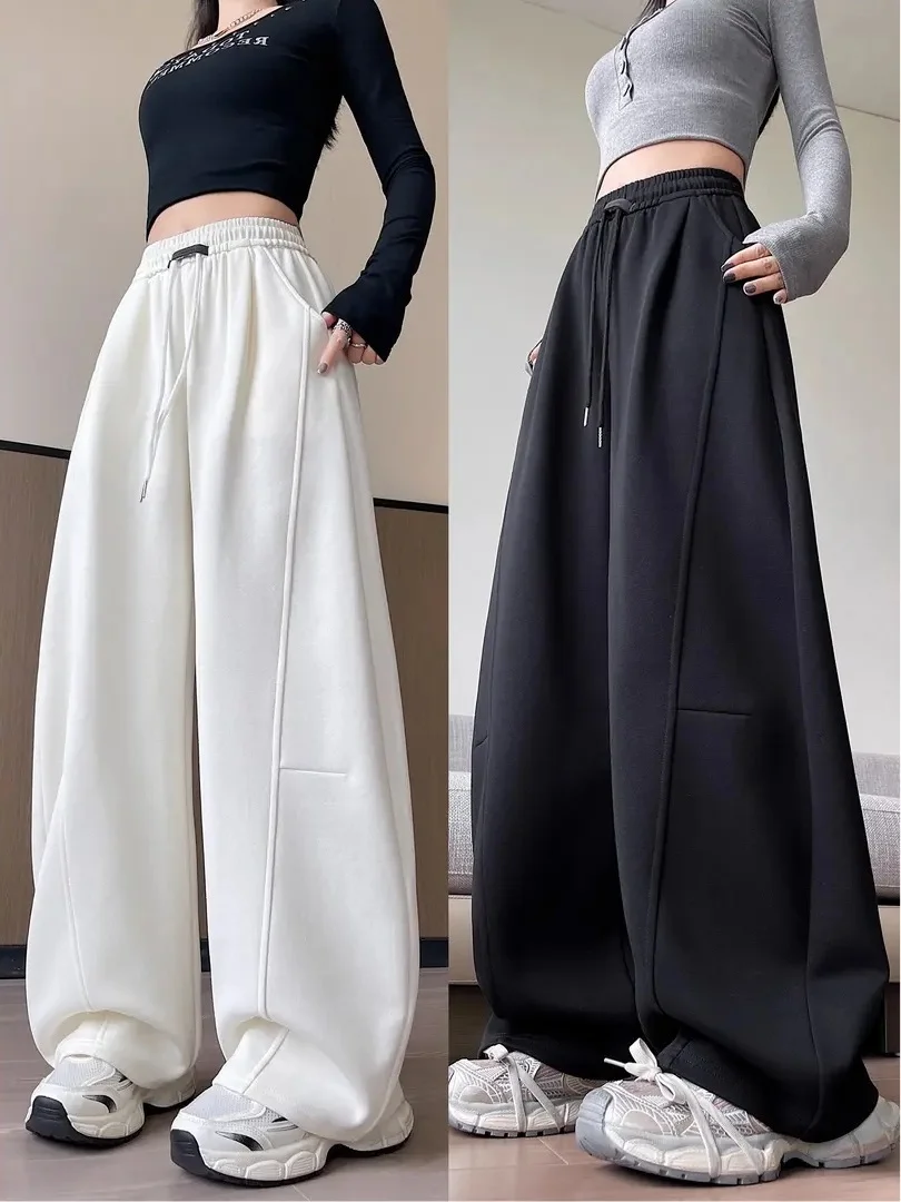 

Свободные широкие брюки-карго больших размеров (до 300 фунтов), корейский стиль, мужские повседневные спортивные брюки на флисовой подкладке, осень-зима, новинка