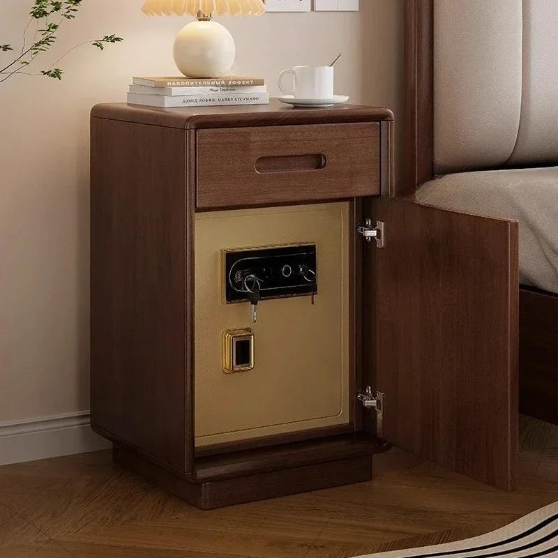 

Full Bedroom Furniture Hidden Anti Theft Safe Solid Wood Intelligent Bedside Cabinet Fingerprint Password Lock Storage Cabinet