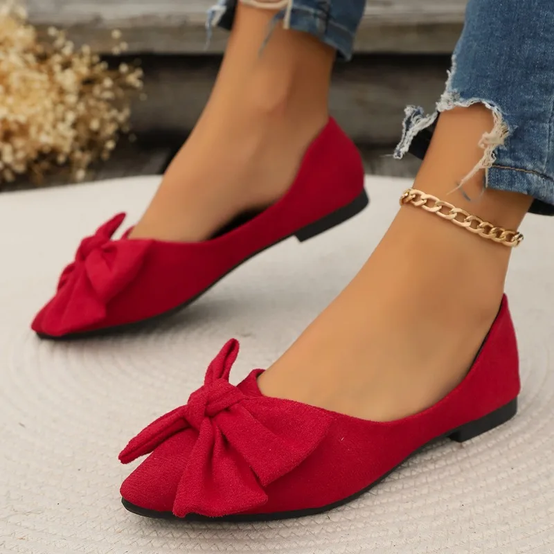 JGSHOWKITO Klassische Damen-Flats mit süßer Schleife, flache Ballerinas für Damen, spitze Zehenpartie, rutschfeste Damen-Mode-Loafer – Detail 29