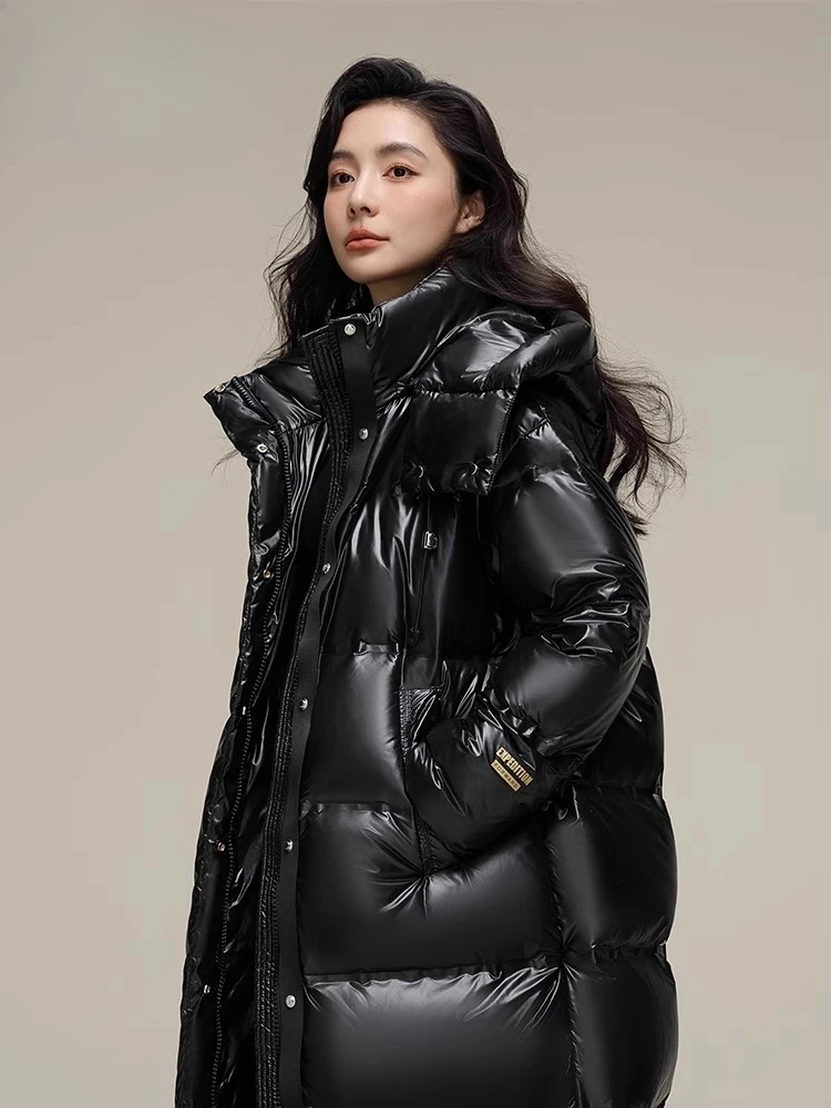 سترة نسائية شتوية 2025 معطف طويل فضفاض وسميك ودافئ من ريش البط #1