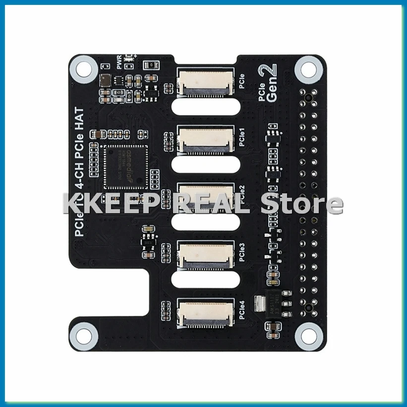 For 5 PCIe to 4-CH PCIe HAT Board PCIe FFC Expansion Board Supports Stacking PCIe HAT Modules-A79U