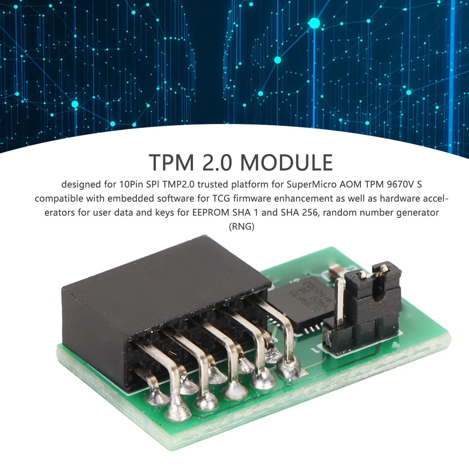 وحدة TPM 2.0 10Pin SPI 3.3V 9670 شرائح لوحدة الأمان المستقرة عالية الأمان SuperMicro