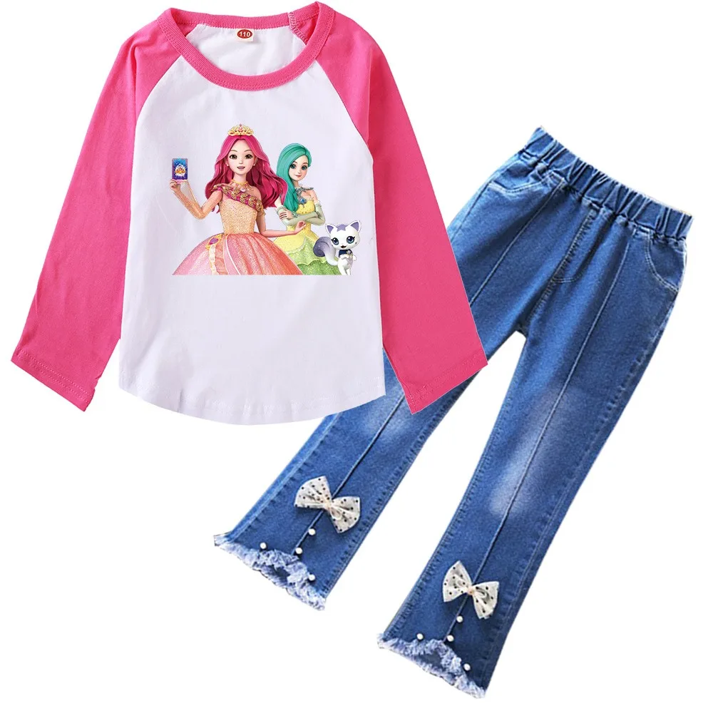 

Secret J-Jouju Clothes Kids Cartoon S-Secret Jouju TShirt Baby Girls Long Sleeve Tops Jeans 2pcs Sets Children's Autumn Clothing