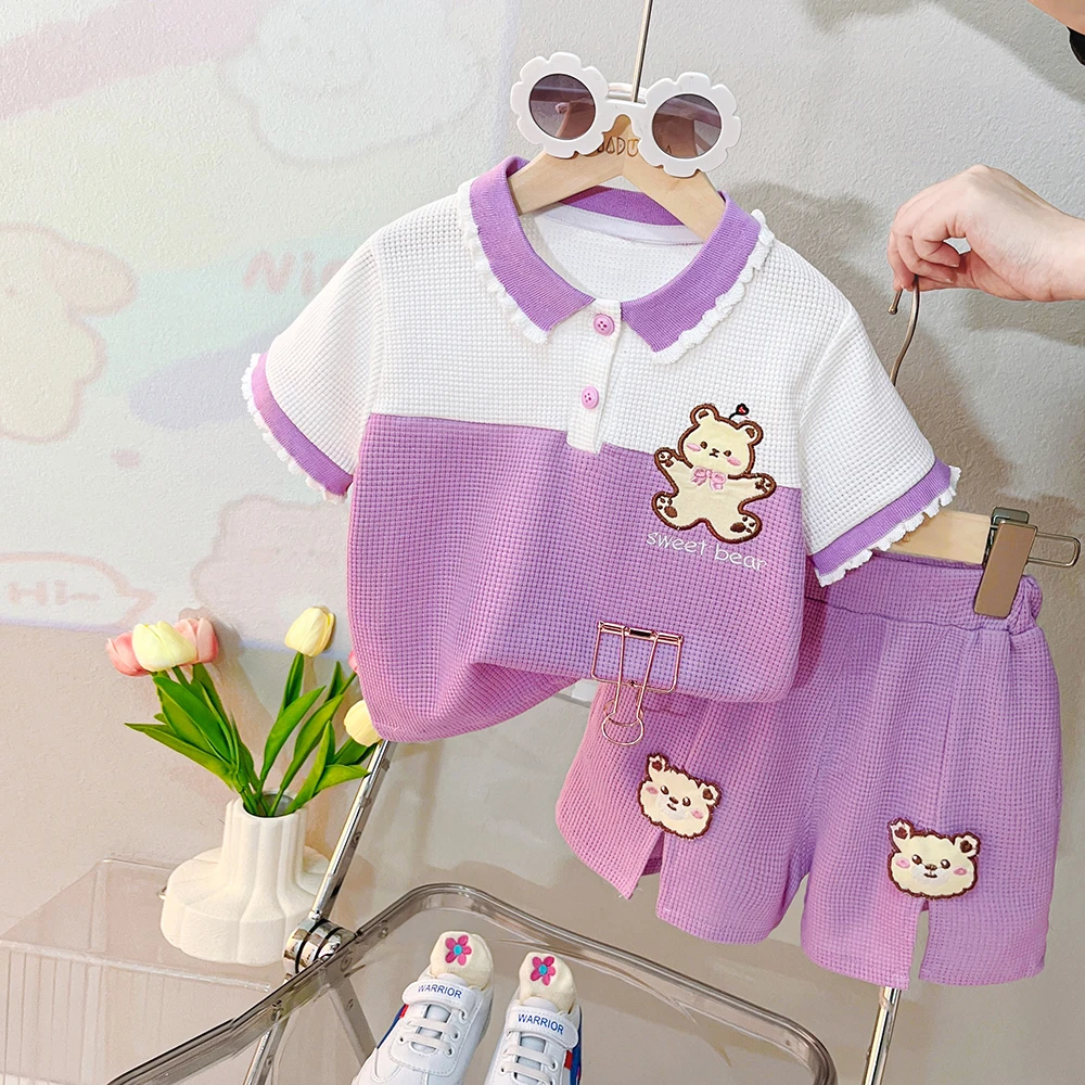 Baby Girls Cartoon T Shirt Shorts Summer Children Clothing Sets Infant Clothes Outfits Kids Sportswear Casual Costume 1-4 Years