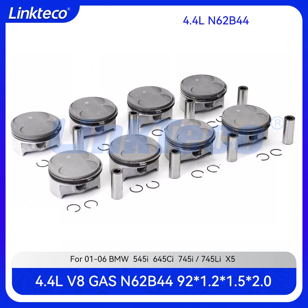 

Комплект поршней и колец двигателя подходит для 4.4 T L V8 GAS N62B44 для 01-06 BMW 545i 645Ci 745i 745Li X5 E60 E61 E63 E64 E65 E66 4.4L N62 B44
