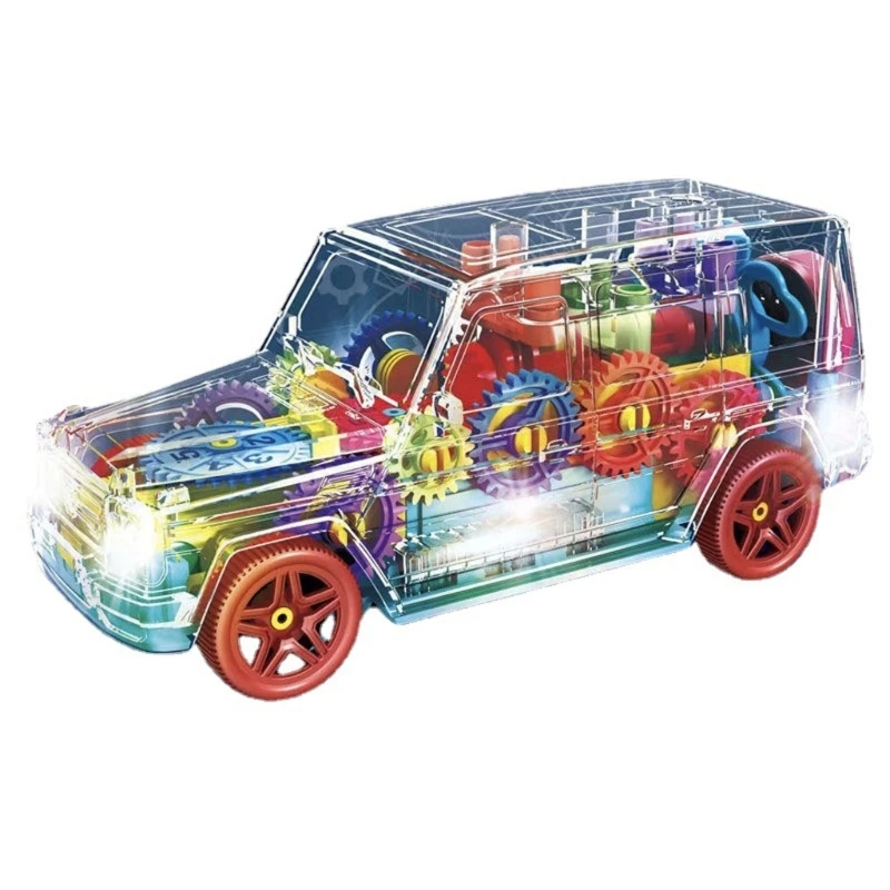 Transparent Gear Toy Walking Car Toy for Boy and Girls with Light and Sound