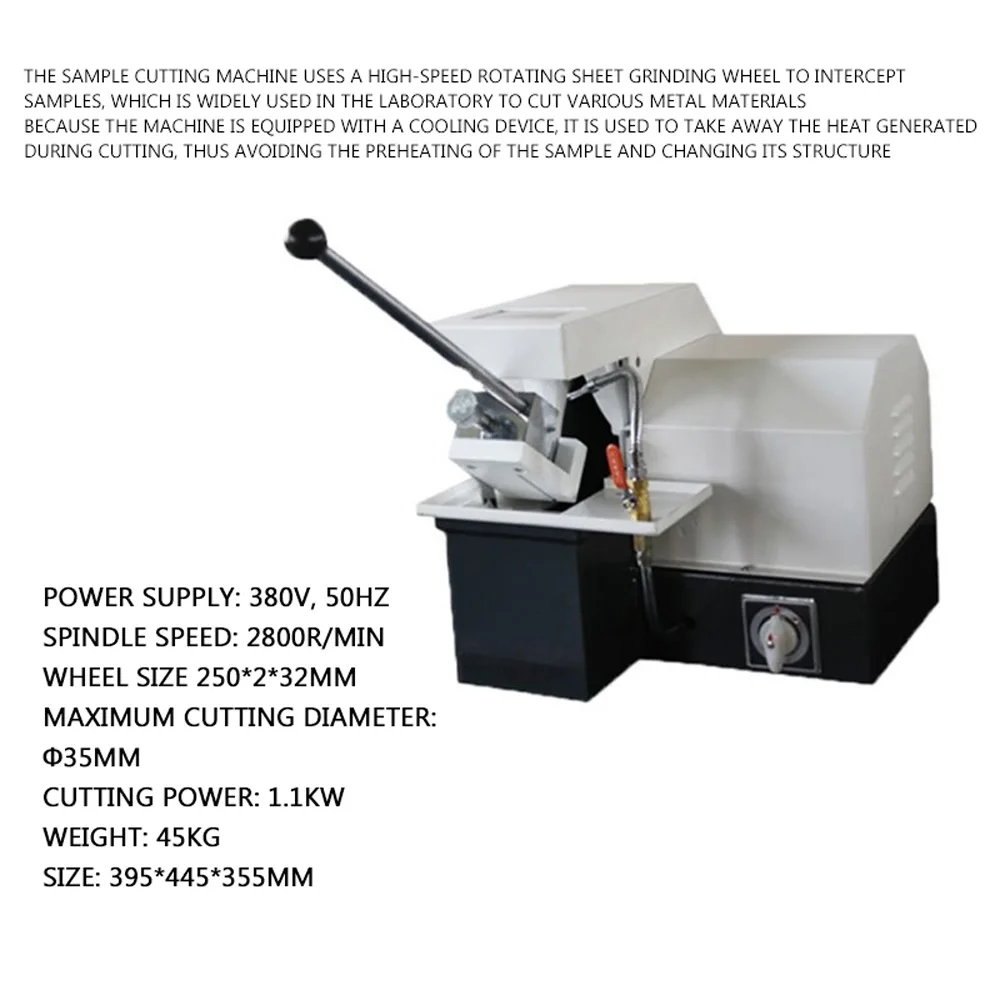 

380V 1.1KW Metallographic grinding polishing machine microscope sample Manual cutter inlaying machine rating analyzer