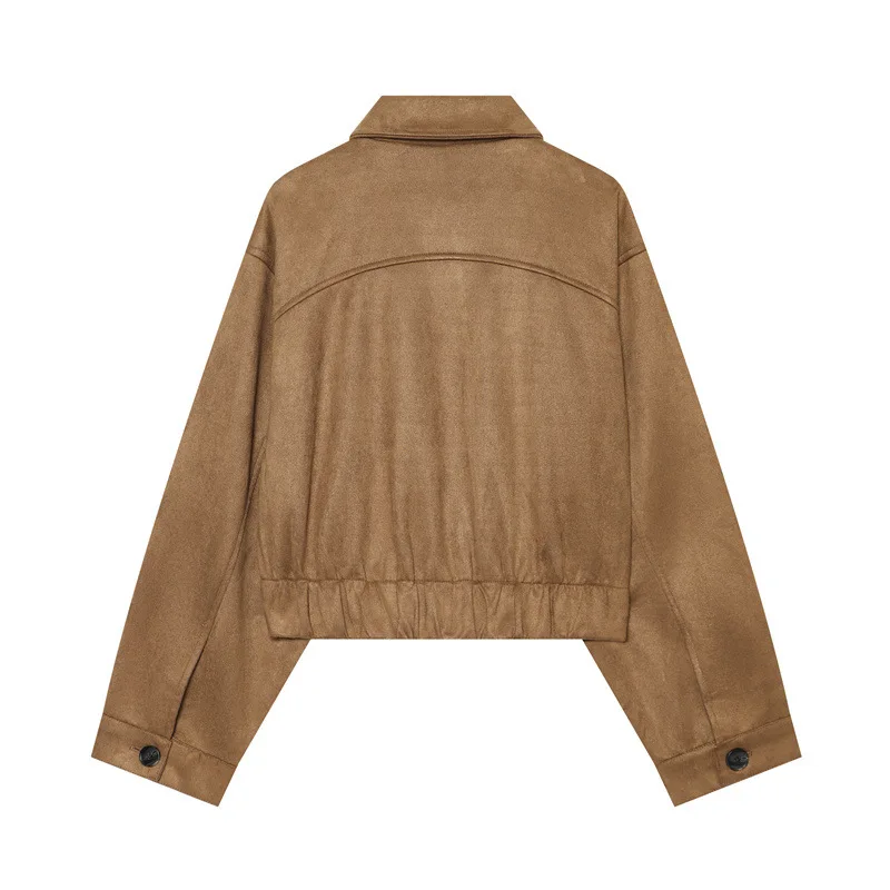 NINE ZAR Women's Loose Fit Single-Button Pure Color Jacket Short Coat Long Sleeve Turn-down Collar Polyester Summer Outerwear