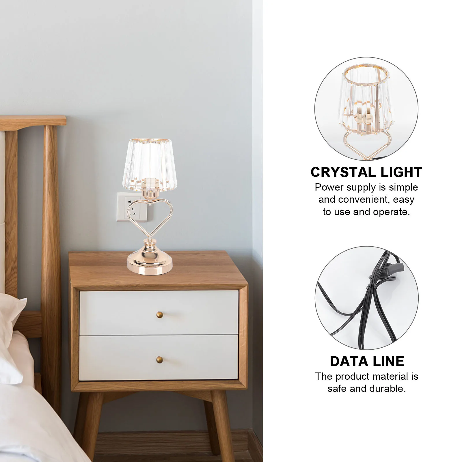 

Bedside Lamp Bedroom Decorative Crystal Table Light Home Creative Night Adornment Desktop