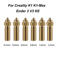 Brass Nozzle for Creality K1 Max Ender 3 V3 KE 3D Printer Accessories Nozzles 1.2/0.6/0.4/0.2mm 1.75mm Filament for Creality K1