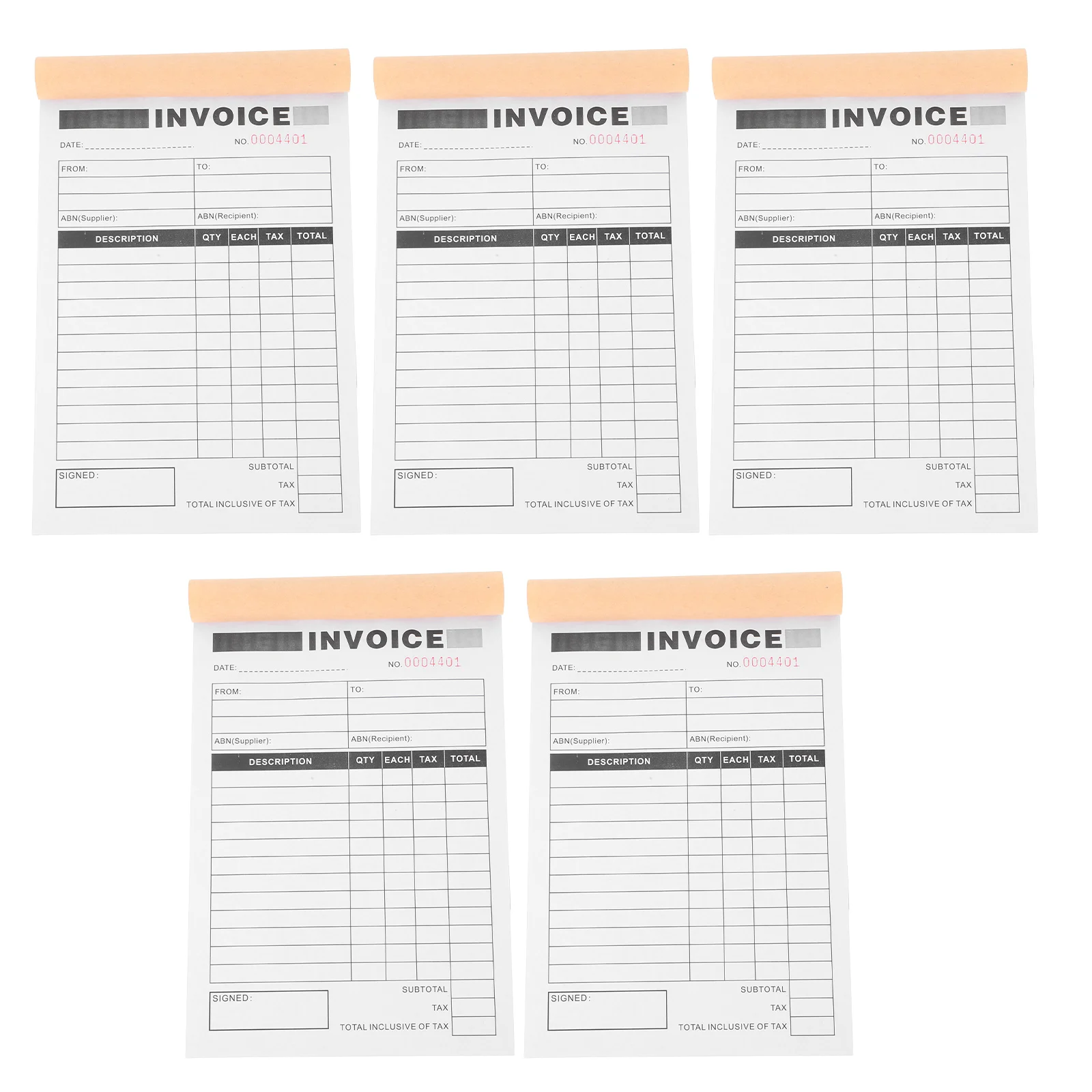 5pcs 2-Part Delivery Note Book Paper Invoice Book For Small Business Order Receipts Management
