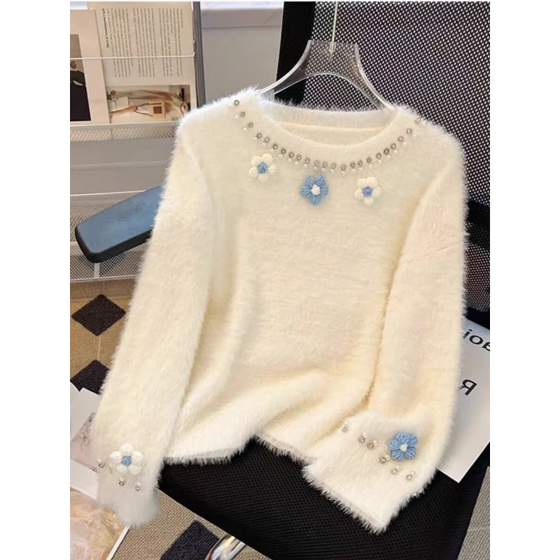 Women\'s Letter Printed Sweaters, Long Sleeve Top, Loose Casual Pullovers, Korean Popular Clothes, O-neck, Kawaii, Autumn, Winter