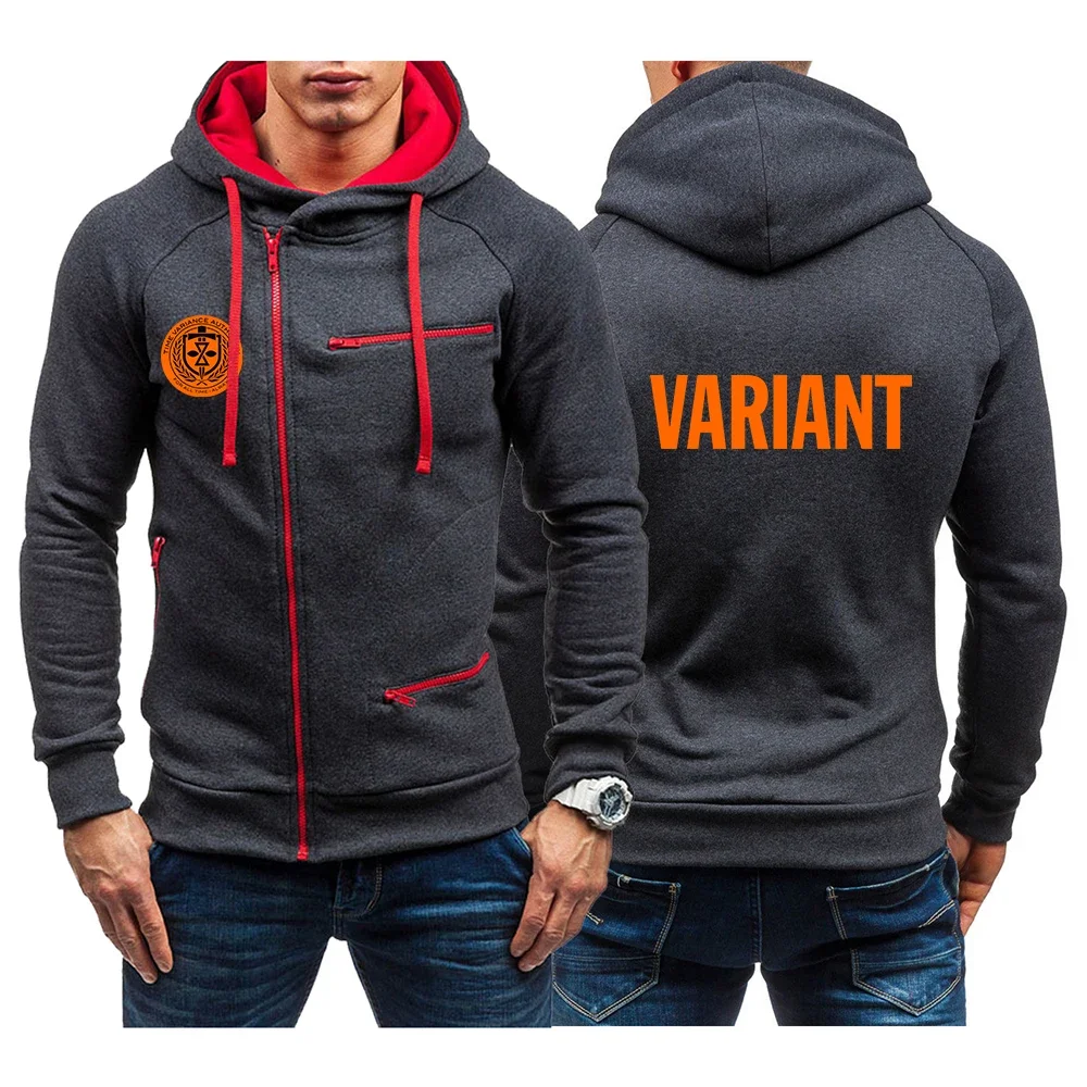 LOKI VARIANT 2024 Men New Print Hoodies Fashionable Diagonal Zipper Hooded Sweatshirt Solid Color Tracksuit Casual Tops Clothing