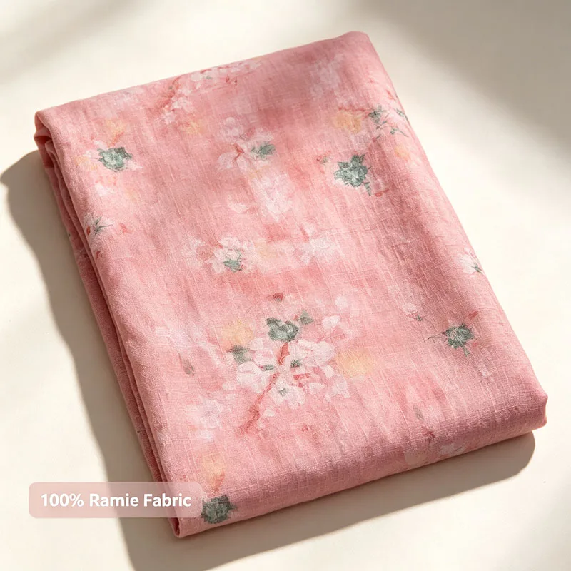 Pure Ramie Fabric, Lightweight Sand Washed Dyed Plain Weave, Cool Feeling Wrinkle Resistant, For Summer Pants Tablecloth, Wholes