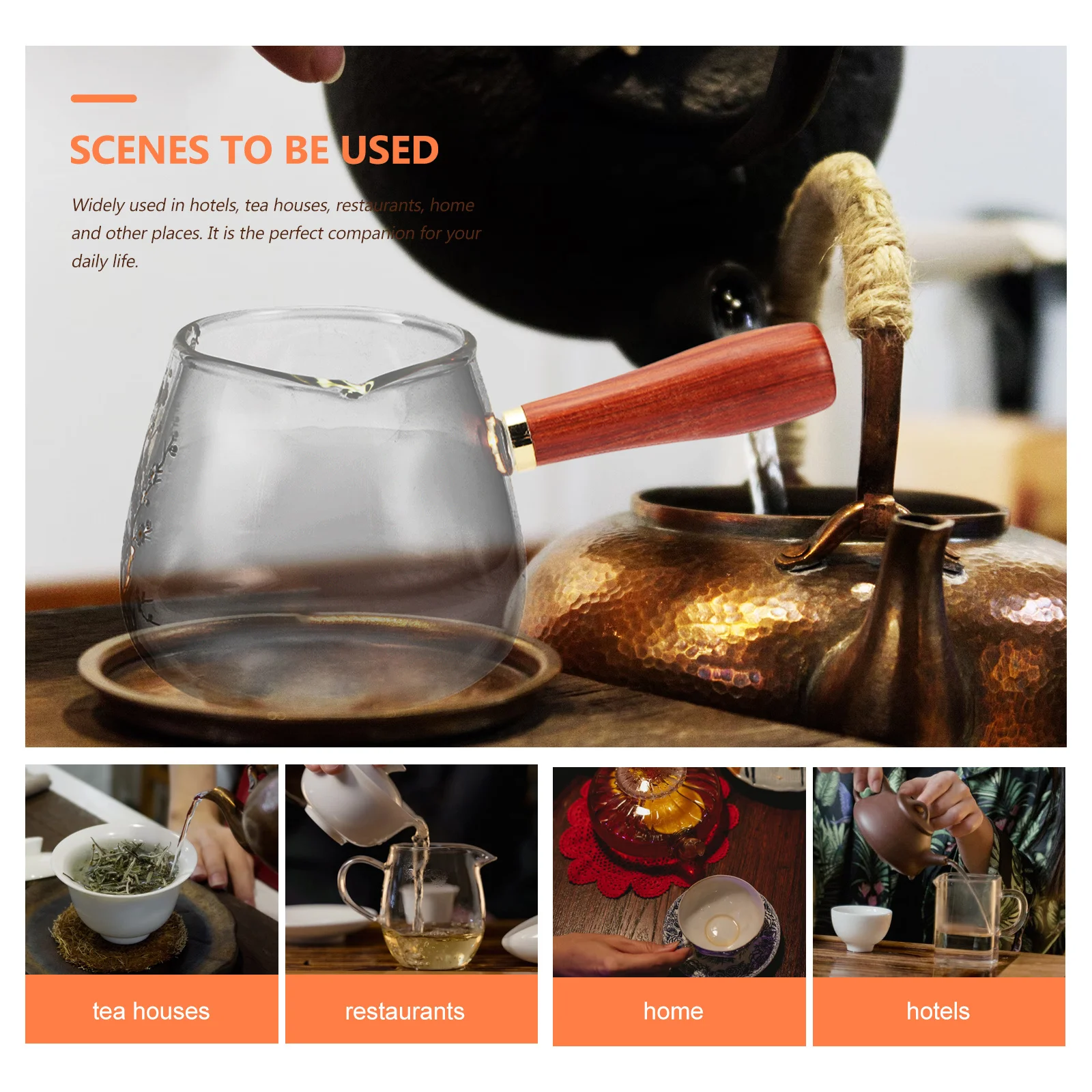 

Anti-Scald Wooden Handle Milk Pitcher Glass Tea Dispenser For Home Office Tea Ceremony Accessory Kitchen Bar Tool