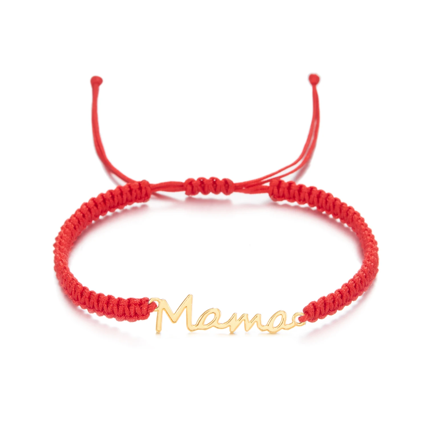 Letra mama charme pulseira de corda vermelha para mulheres artesanal corda de cera pulseiras ajustáveis pulseira jóias presente do dia das mães