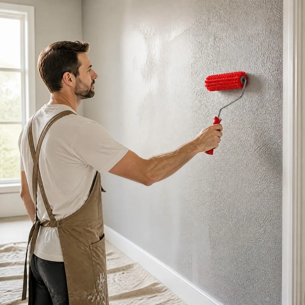 2PCS Practical Toothed Design Texture Paint Roller Ergonomic Handle 7 Inch Pattern Paint Roller Painting Roller Brush Wall