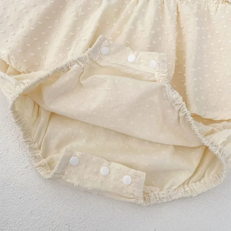 بدلة صيفية جديدة لعام 2025 للأطفال الرضع البنات بأكمام طويلة من القطن بلون سادة بدلة للأطفال البنات من عمر 0 إلى 24 شهرًا ملابس أطفال #6