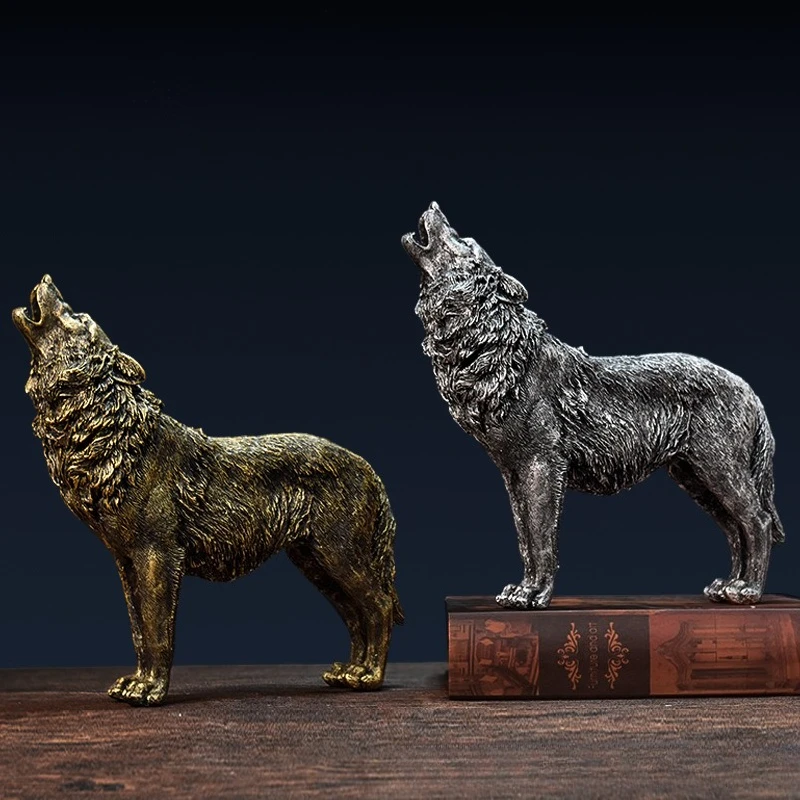 

Creative NORTHEUINS Resin Wolf Miniature Statue Art Decoration Home Living Room Office Desktop Decoration Interior Accessories