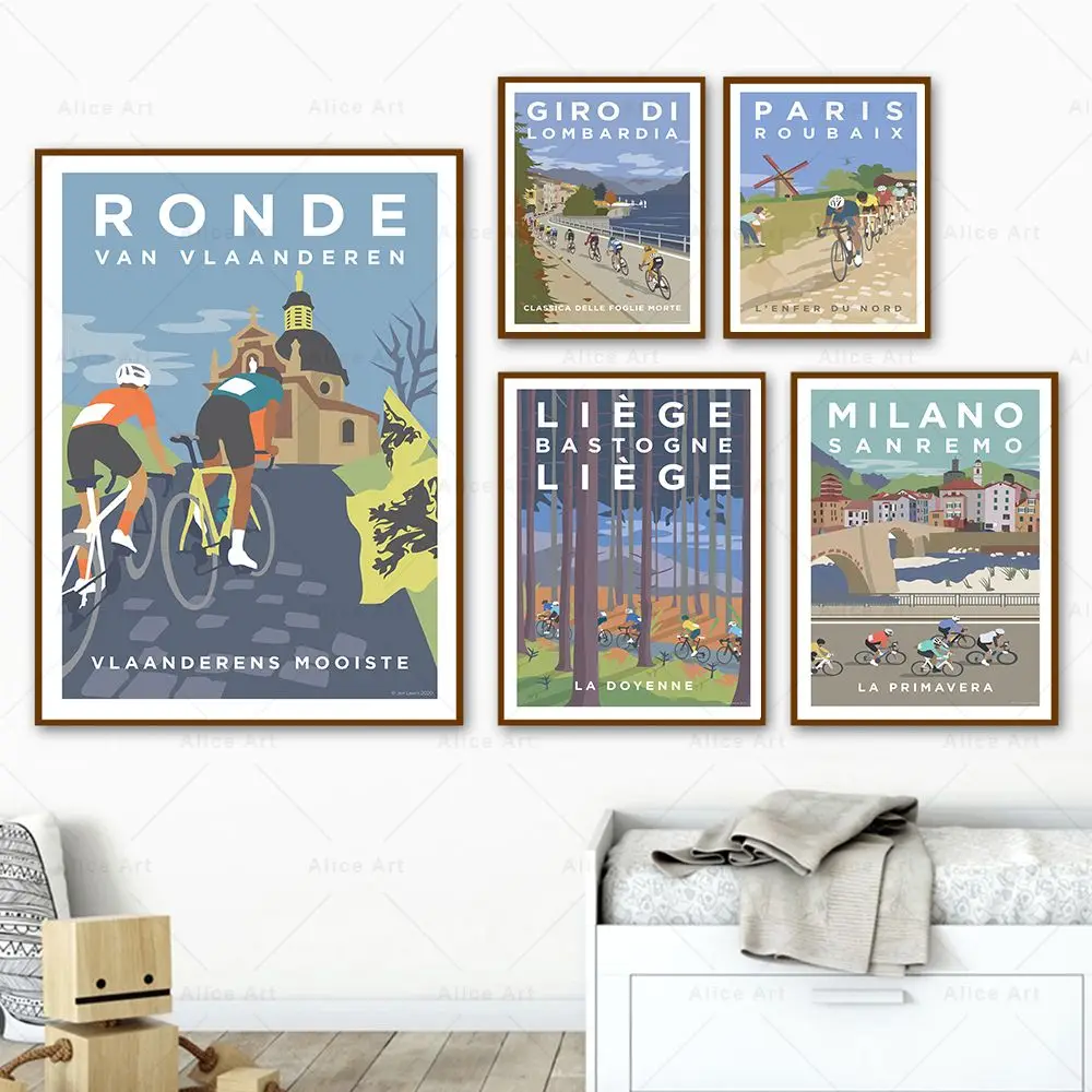 

Cyclist Monument Poster Sports Bike Cycling Canvas Painting Vintage Tour Landscape Paris Wall Art Print Pictures Home Decoration