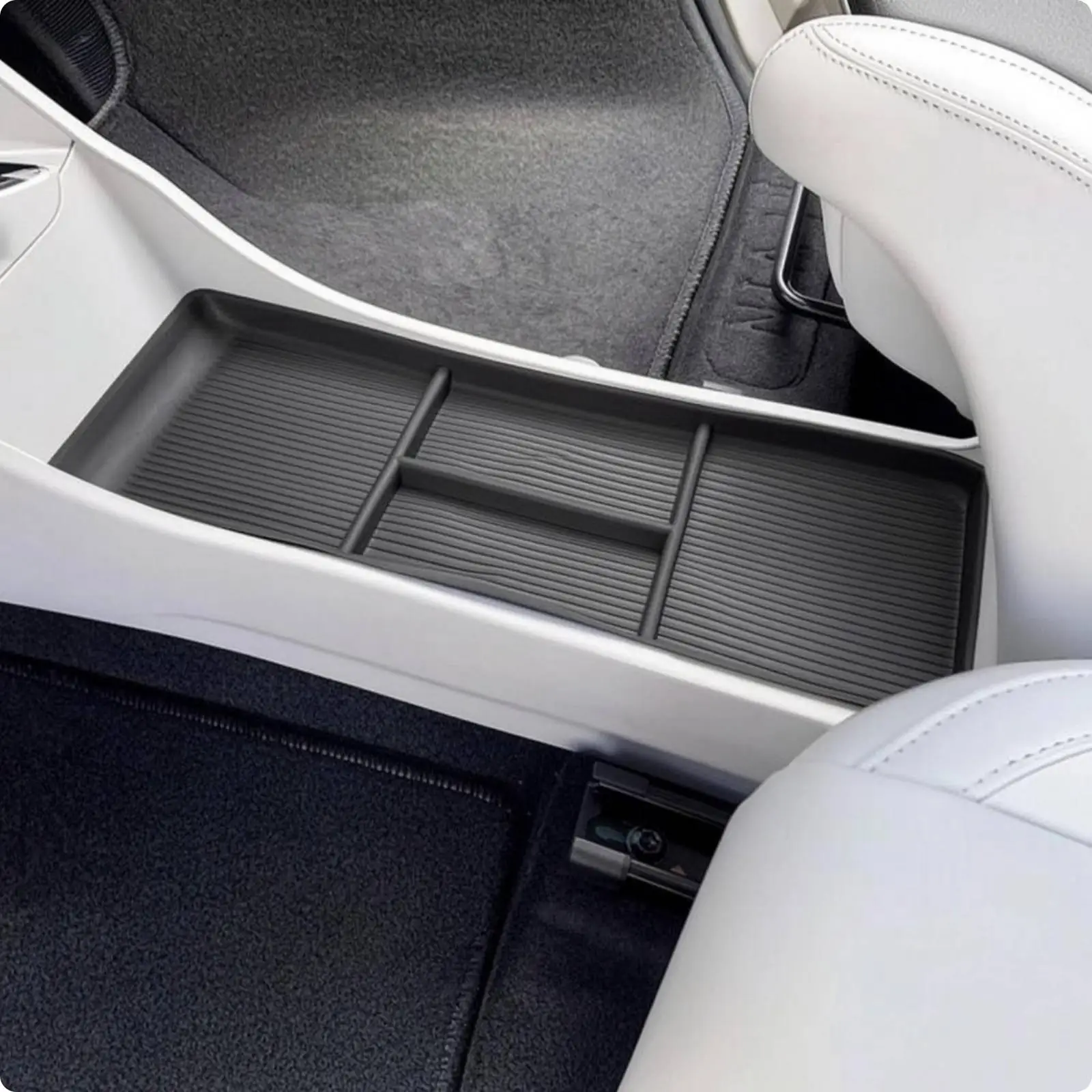 Vehicle Center Console Organizer Tray TPE Storage Container for Car Interior Lower Console Box with Raised Edges