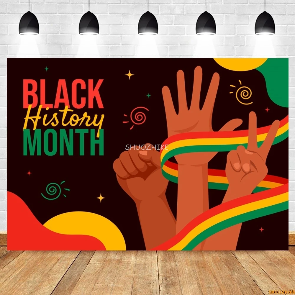 أسود التاريخ شهر التصوير خلفية قبضة الأيدي الأفريقية الأمريكية مهرجان عطلة حفلة الحدث خلفية ديكور راية ملصق