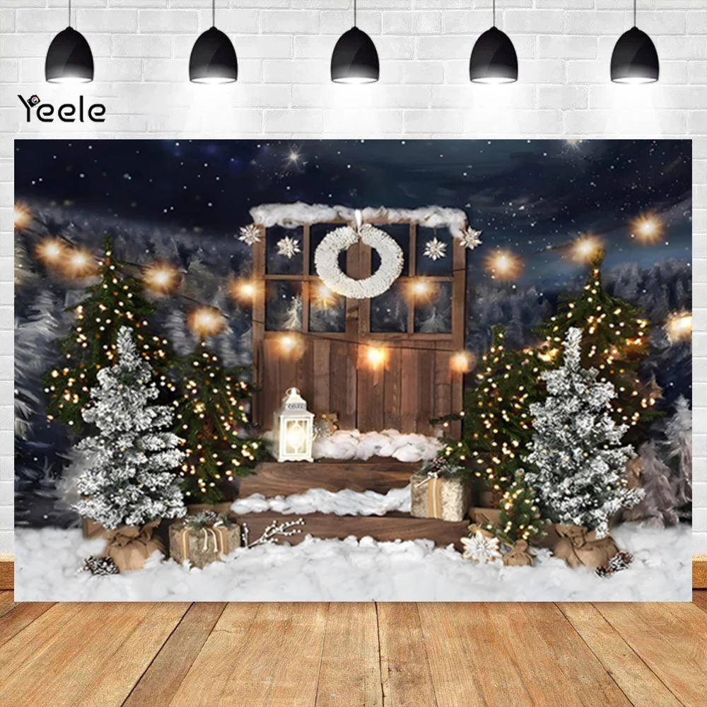 Christmas Background Photography 2024 Forest Snow Lights Christmas Tree Children Home Party Backdrop Decor Photographer Props