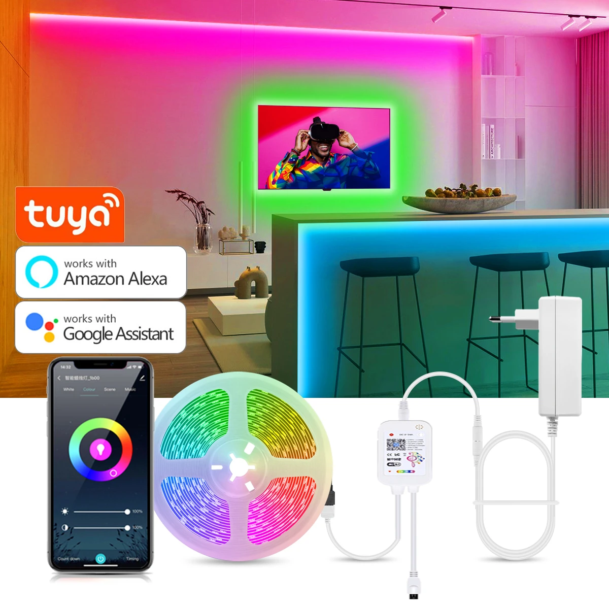 5M 10M 15M Tuya Smart Home Rgb LED Tape 12V 18LEDs/M WiFi LED Strip Light Colorful Children into the Room Backlight Ribbon