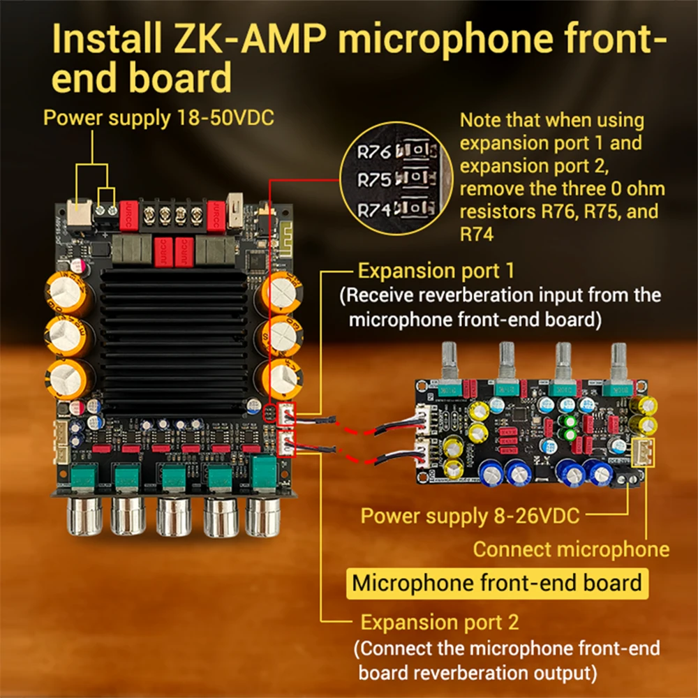 

ZK-SUB600 DC 18-50V Amplifier Board Supports App Amplifier Module Chip TPA3116D 300W+300W+Sub