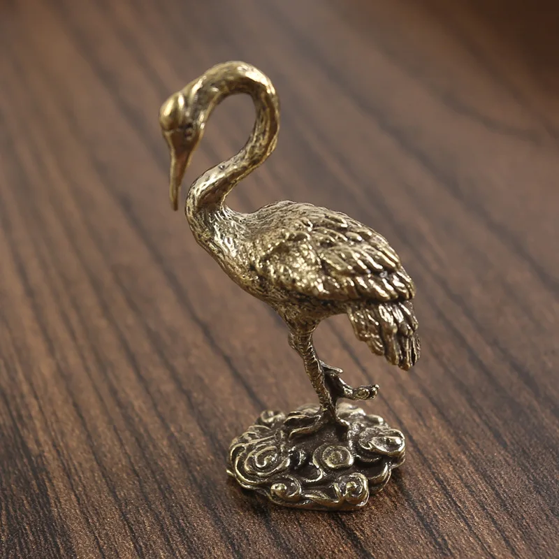 1Pc Pure Copper to Spread the Wings and Soar High Crane Ornaments Table Decorations Office Creative
