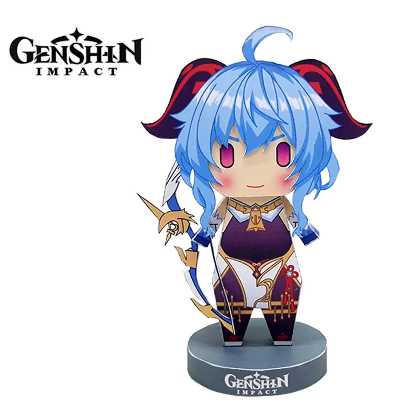 Genshin Impact Ganyu Figure Mini 3D Cute Paper Model Anime Papercraft Art Origami DIY Kids Adult Craft Toys PZ-127