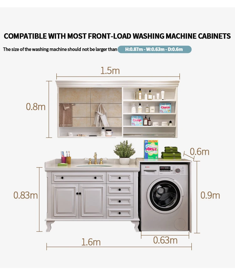 Washing Machine Cabinet Integrated Modern Marble Bathroom Cabinet Luxury Balcony Washing Machine Companion Home Furniture