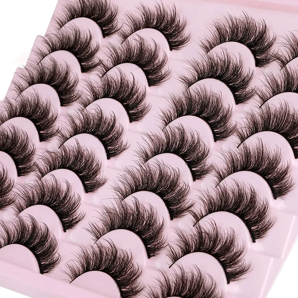14 Pairs Wispy Mink Lashes Fluffy Eye Lashes Natural Look 5D Volume 16mm Fake Eyelashes Pack