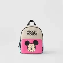 New Children's Bag Girls Trendy Color Block Two Shoulders Bags Daily Accessories Brand Mickey Mouse Printing Mini Backpacks