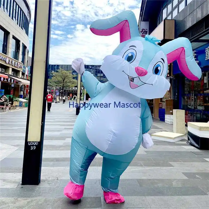 New Rabbit Inflatable Costumes Suit Purim Easter Halloween Christmas Party Mascot Fancy Role Play Animal Costume for Adult Kids