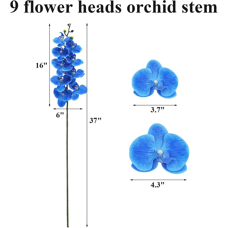 Tiges d'orchidées artificielles en latex, vraie touche, grande fleur, fausse fleur de phalaenopsis, décoration de la maison et du mariage, 37 po, 6 pièces