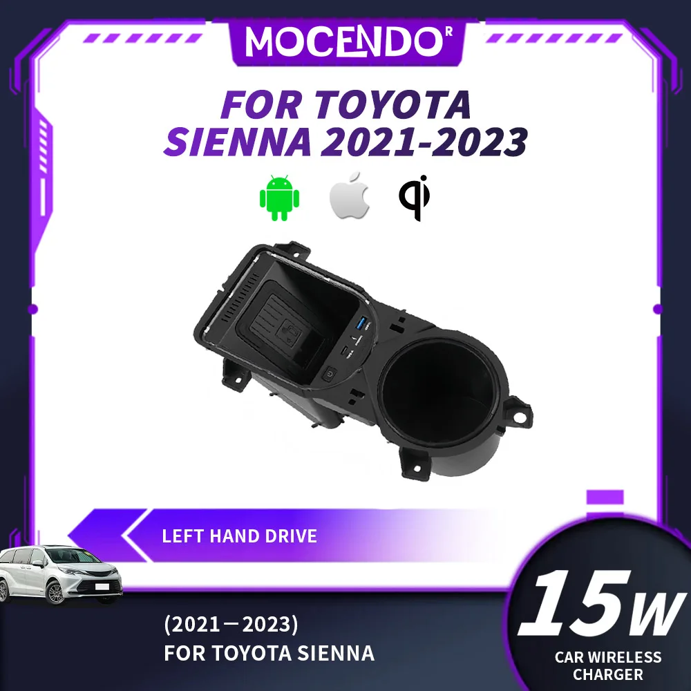 Wireless Fast Charging Car Charger for Toyota Sienna 2022-2023 Compatible with Xiaomi & iPhone - Convenient Accessory Tool