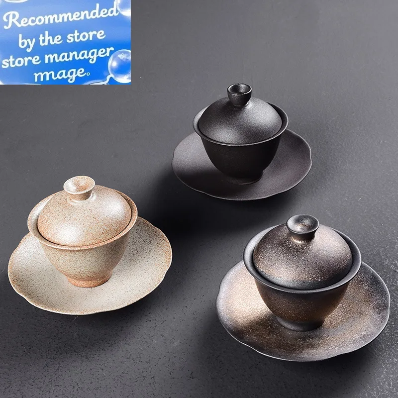 

Крышка Чайная чашка Керамическая большая чайная чаша ручной работы Керамическая посуда Позолота Глазурь Гайвань Чайная посуда Устройство для приготовления чая Чаша Китайский Гайвань