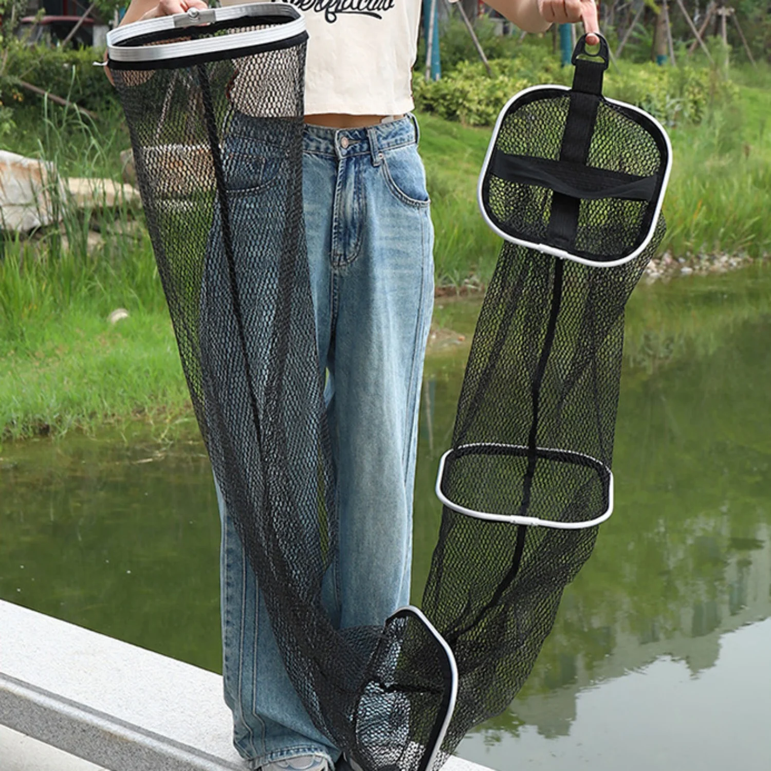 

Portable Folding Fishing Net Durable Nylon Live Fish Bag Universal Quick Drying Long Bag Fish Mesh Outdoor Fishing Accessories