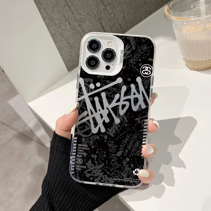 Fashion S-Stussy-S Phone Case for IPhone 16 15 14 13 12 11 Pro Max X XR XS MAX 8 7 Plus Candy Matte Shockproof Back Cover Shell