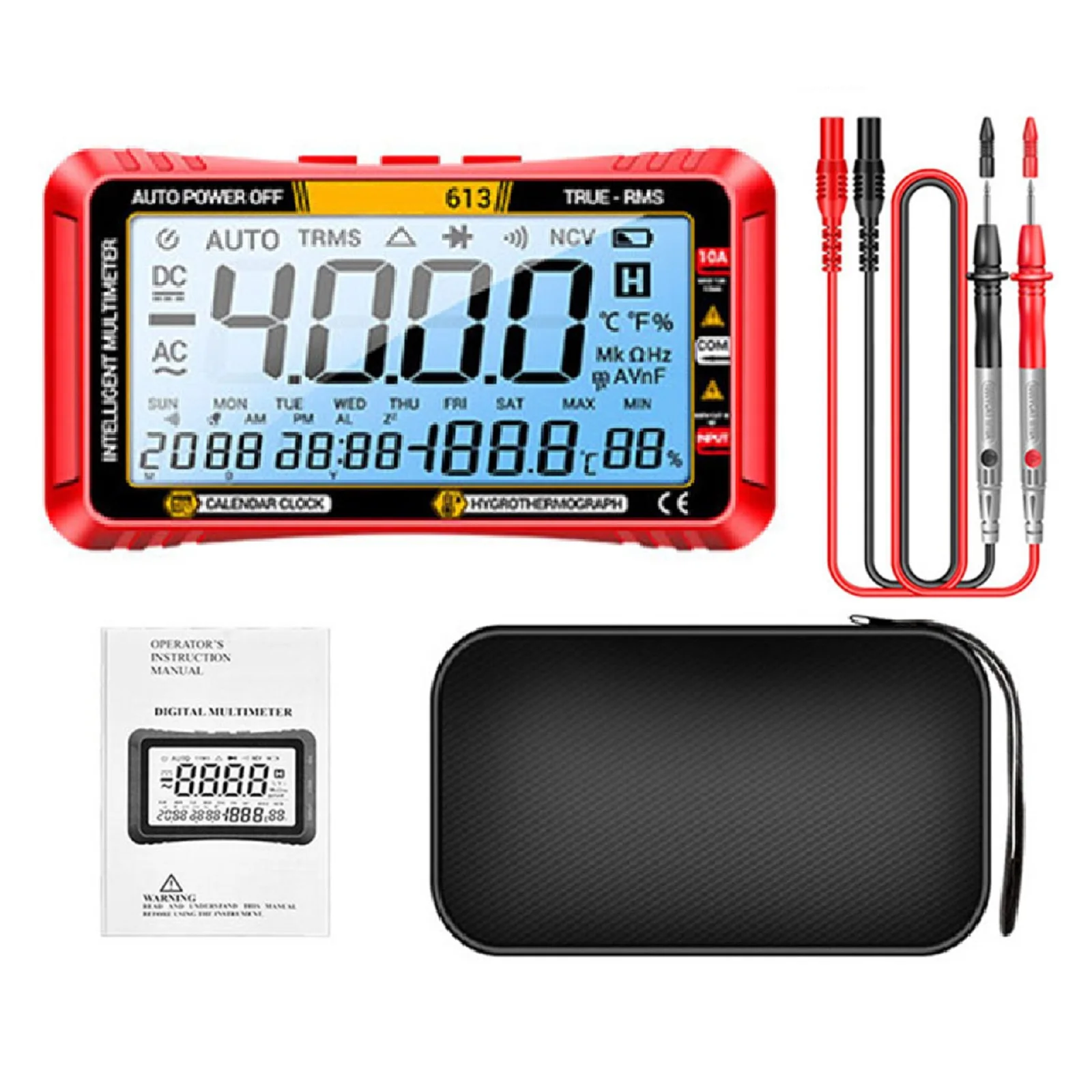 1 Set Digital Large Screen Multimeter 613 Digital Large Screen Multimeter 3In1 Multifunctional Smart Voltage Meters Accessories