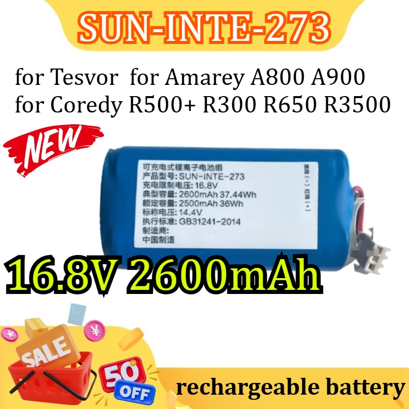 

16.8V 2600mAh For iMartine CMICR18650F8M7-4S1P for Tesvor SUN-INTE-273 for Amarey A800 A900 for Coredy R500+ R300 R650 R3500