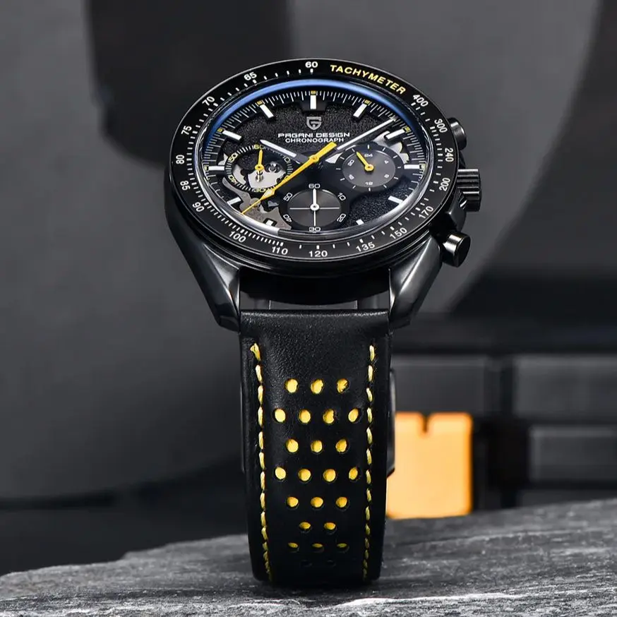 PAGANI DESIGN Moon Mens Watches Quartz Watch for man Sport Chronograph Waterproof Skeleton AR Sapphire Glass relógio masculino