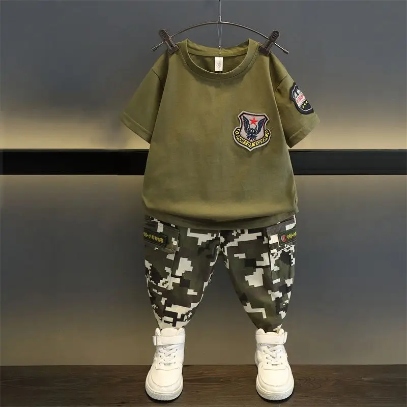 Camou Toddler Boys Clothes Sets Cool Kids T-shirts + Shorts Summer Children's Clothes
