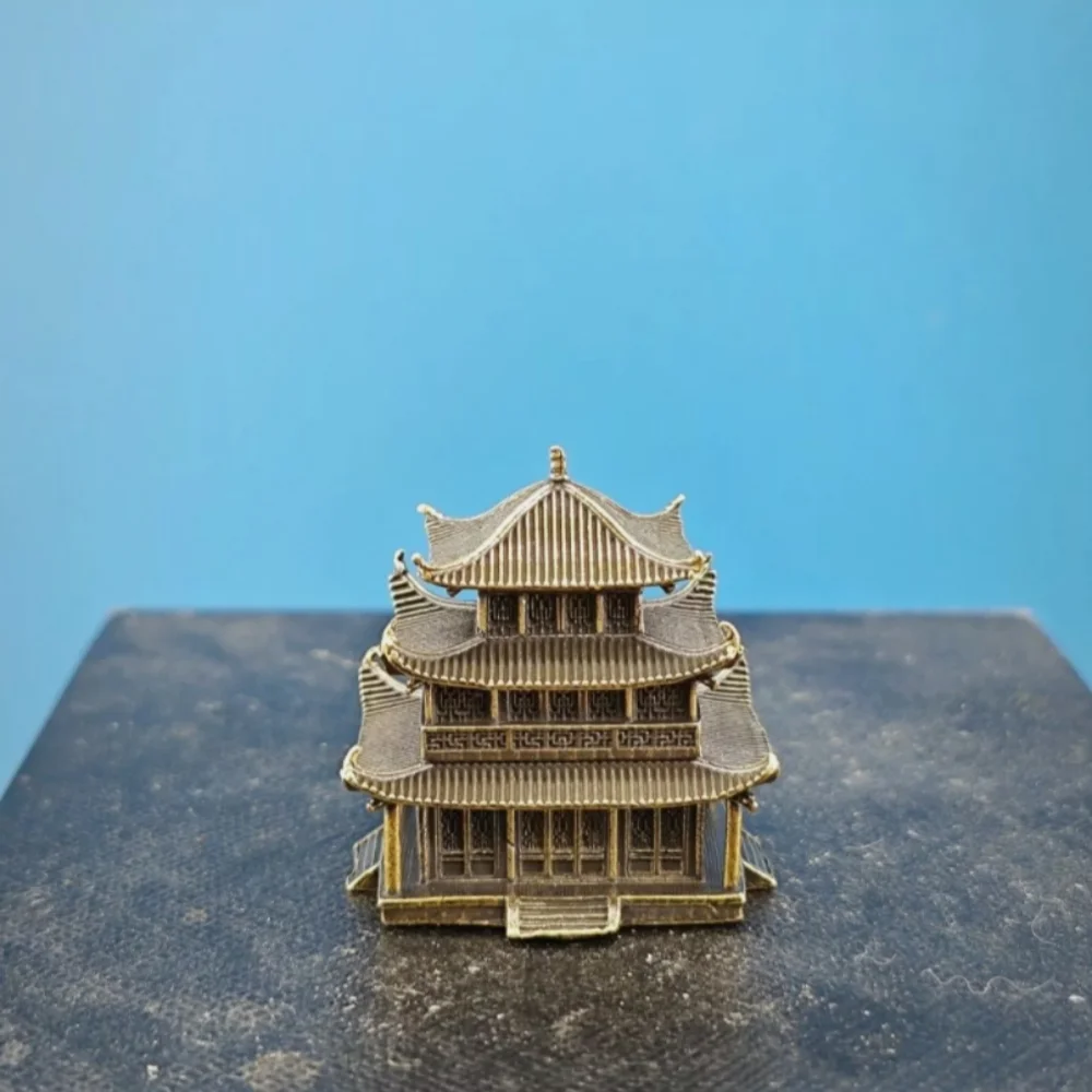 Black Brass mini Yueyang Tower Chinese Ancient Architecture Scenography Model