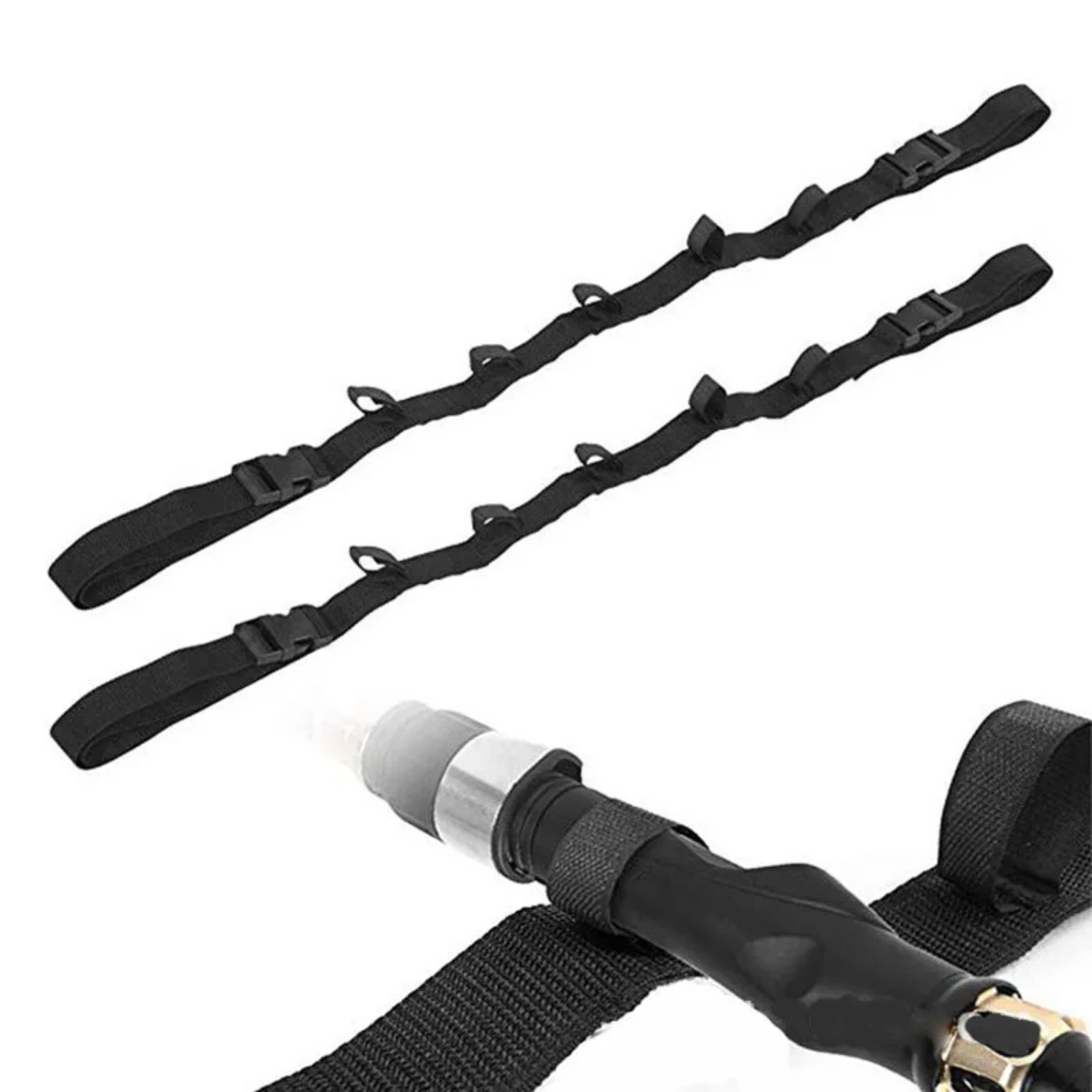 Convenient and Durable Adjustable Set of 2pcs Sturdy Vehicle Fishing Rod Rack Holders - Convenient Rest Belt Carrier Included - 