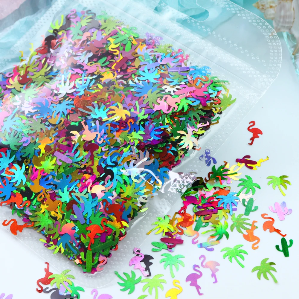 10g Summer Ocean Style Resin Fillings Flamingo Coconut Trees Sequins Charms Glitter Epoxy Resin Filler Beach DIY Accessories